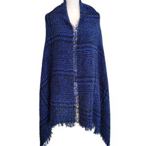 Cozy Royal Blue & Black Plaid Wrap Scarf – Super Soft & Stylish